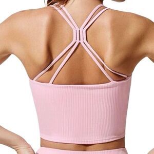 Dyce Active Pink Ribbed Top Sports Bra Size Medium